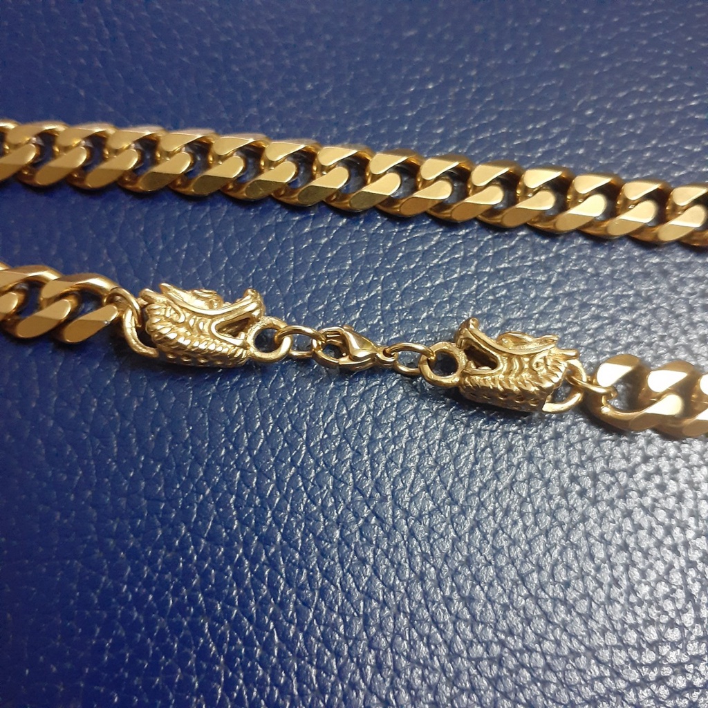 Dây chuyền nam inox kiểu lặc 9mm vát canh 2 đầu rồng siêu đẹp, bền màu - Thể hiện đẳng cấp phái mạnh