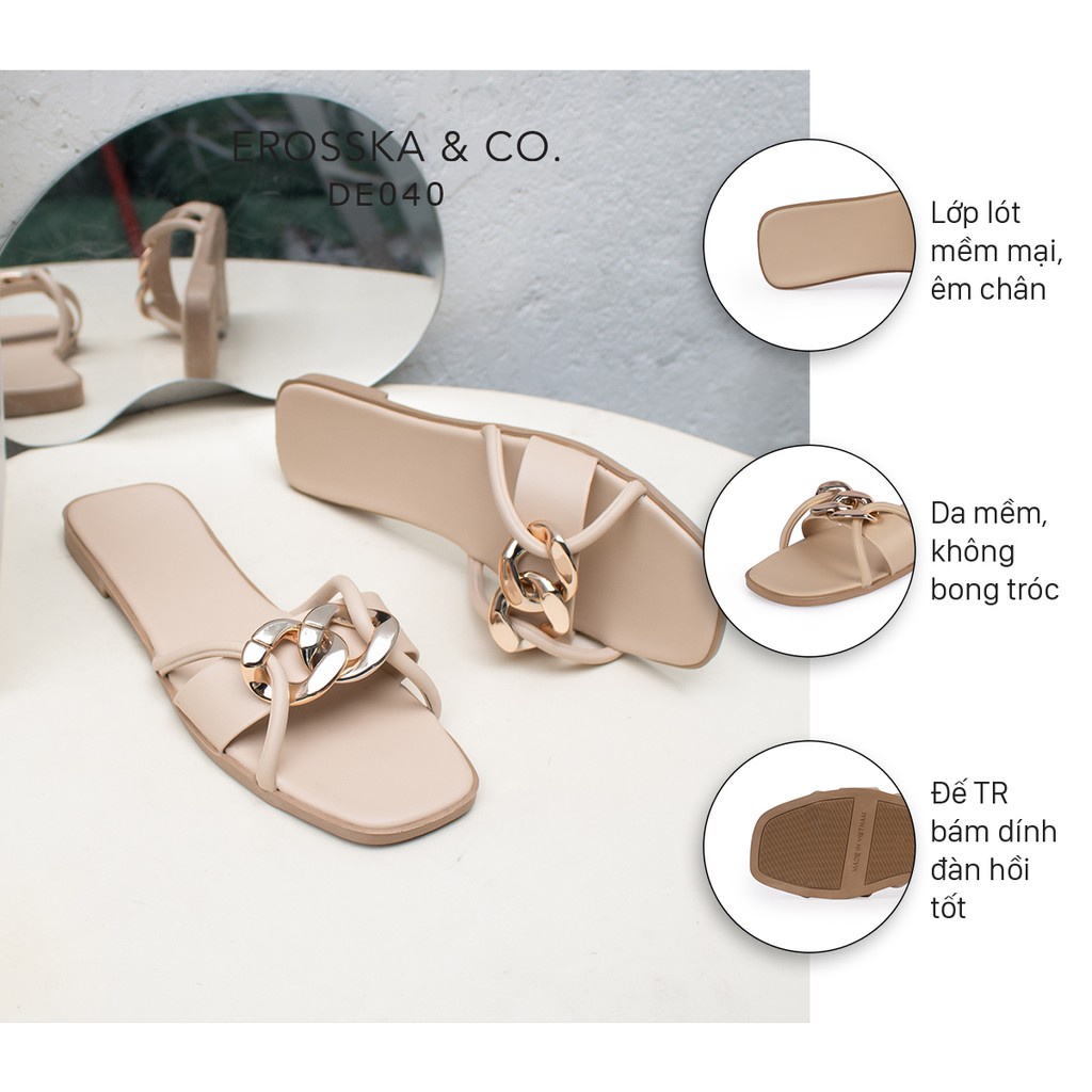 Erosska - Dép quai xích thời trang Erosska 2022 phối dây mảnh màu nude - DE040