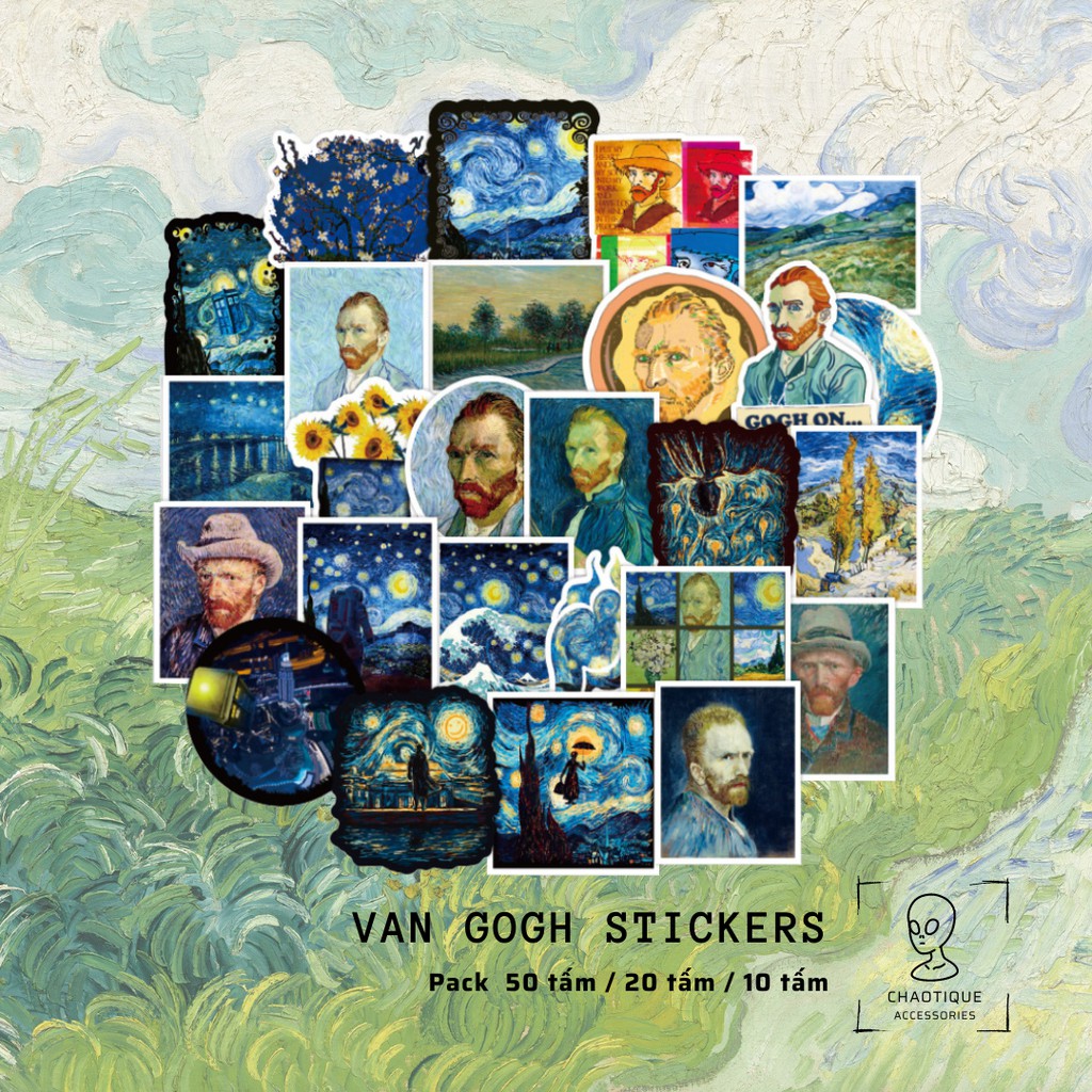 Van Gogh Stickers Miếng Dán Chống nước
