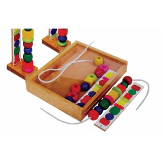 Xếp chuỗi hạt bằng gỗ cho bé, đồ chơi gỗ Winwintoys