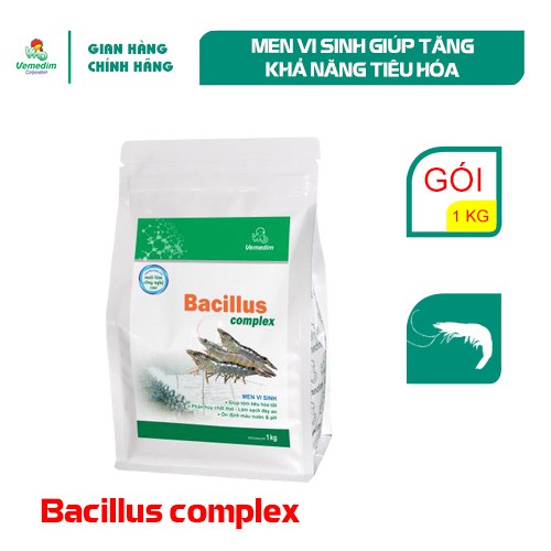 Vemedim Bacillus Complex tôm, dùng cung cấp các men vi sinh làm tăng khả năng tiêu hóa cho tôm, gói 1kg