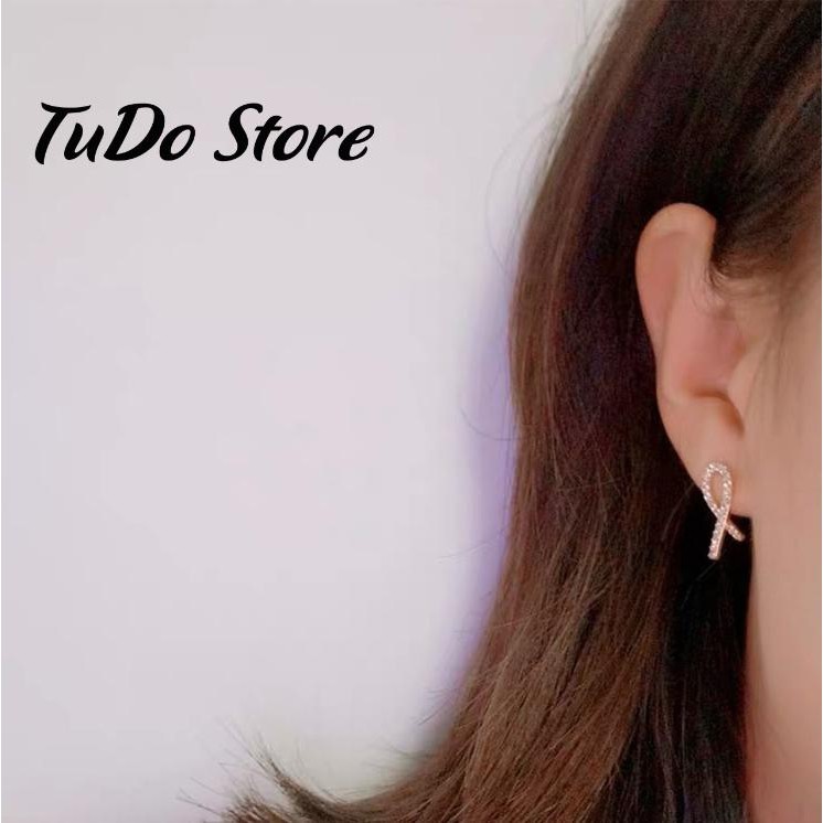Bông tai, hoa tai nữ Hàn quốc mạ bạc 925 đính đá nhỏ gọn thời thượng HT3