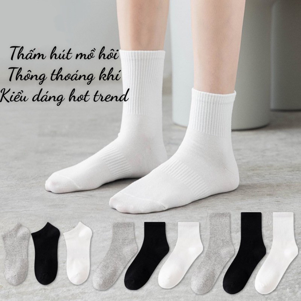 Tất vớ cổ cao nam nữ chất liệu vải Hàn co giãn bốn chiều, kiểu dáng trơn phong cách hiện đại TA Store