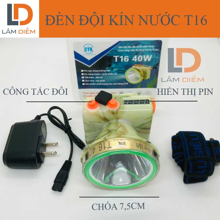Đèn pin đội đầu công suất lớn 3 chế độ sáng t16 - 20