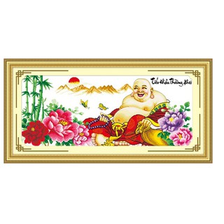 Tranh thêu chữ thập phật di lặc z588 118x57cm, chưa thêu