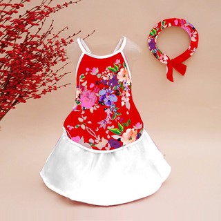 [FREESHIP](Loại 1) Thời trang trẻ em - (Set 3) Áo yếm + váy + mấn cùng tông, phi lụa cho bé gái - Socnaukids (190338)