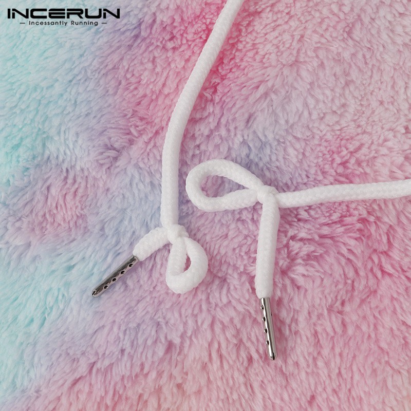 Áo hoodie INCERUN tay dài chất liệu lông nhung họa tiết nhuộm nhiều màu sắc thời trang mùa đông cho nam | BigBuy360 - bigbuy360.vn