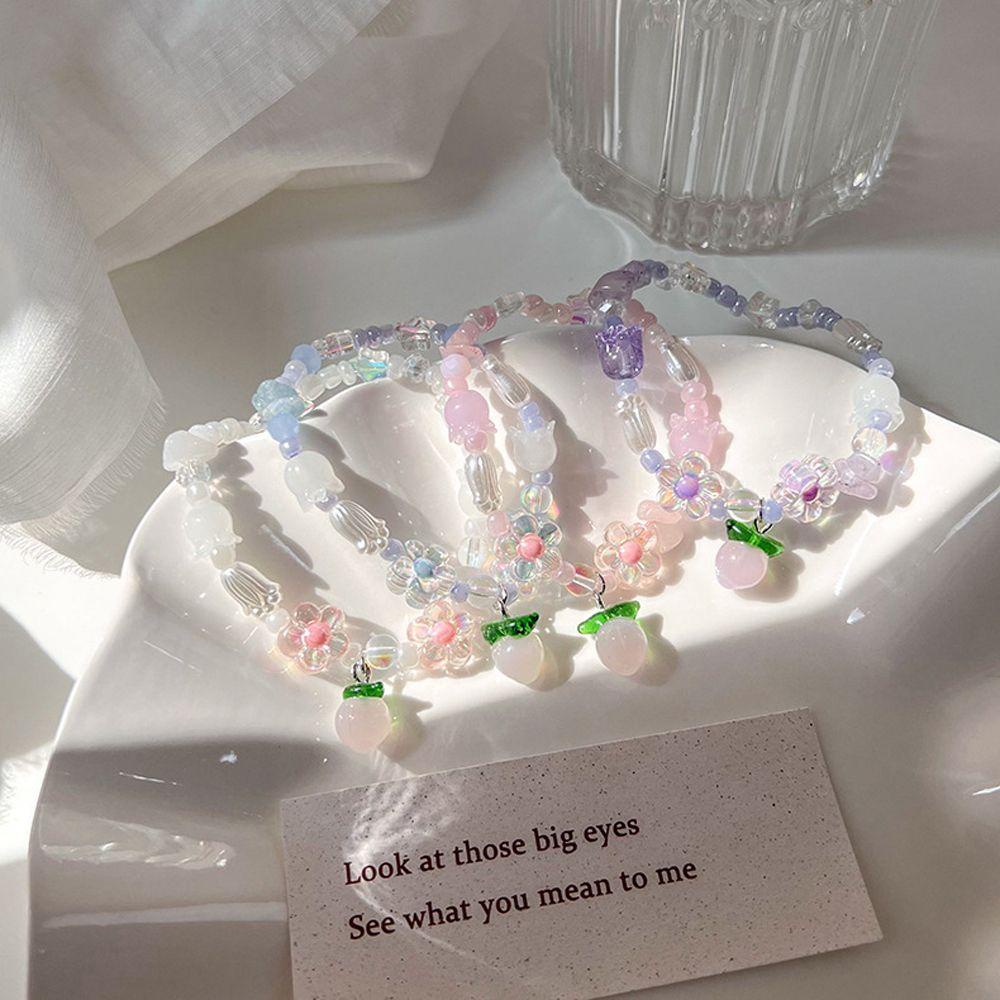 Vòng Tay Chuỗi Hạt Hình Hoa Tulip Thiết Kế Đơn Giản Phong Cách Cổ Điển Thời Trang Cho Nữ