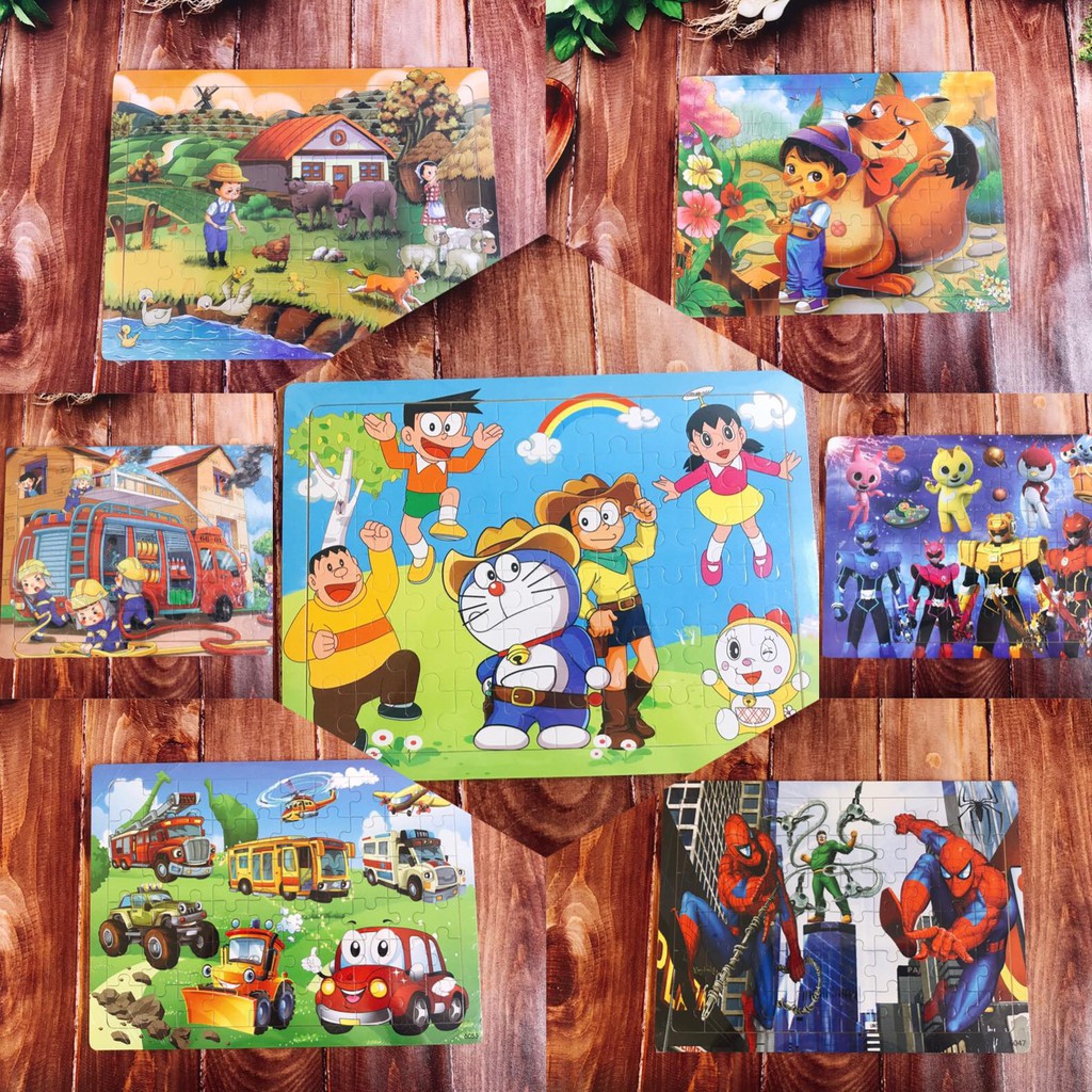 Bộ tranh ghép hình puzzle 60 miếng bằng gỗ chủ đề truyện tranh và phim hoạt hình