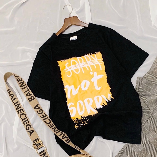 Áo thun giấy form rộng SORRY NOT SORRY tay ngắn cổ tròn | BigBuy360 - bigbuy360.vn