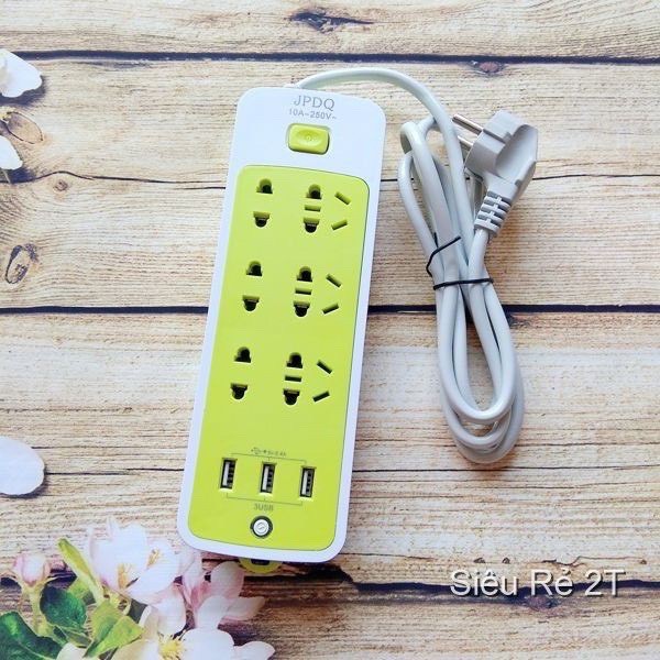 [FREESHIP] Ổ cắm điện đa năng chống giật , Ổ cắm điện thông minh kèm cổng sạc USB (6 phích cắm, 3 USB)