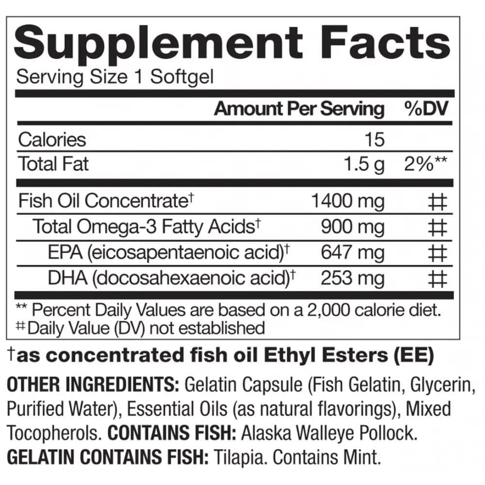 Dầu cá Member's Mark Triple Strength Fish Oil 1400mg 150 Softgels