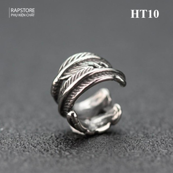 Khuyên tai nam nữ kẹp không cần bấm lỗ hình chiếc lá Kratos chất liệu titan phong cách Hàn Quốc - HT10