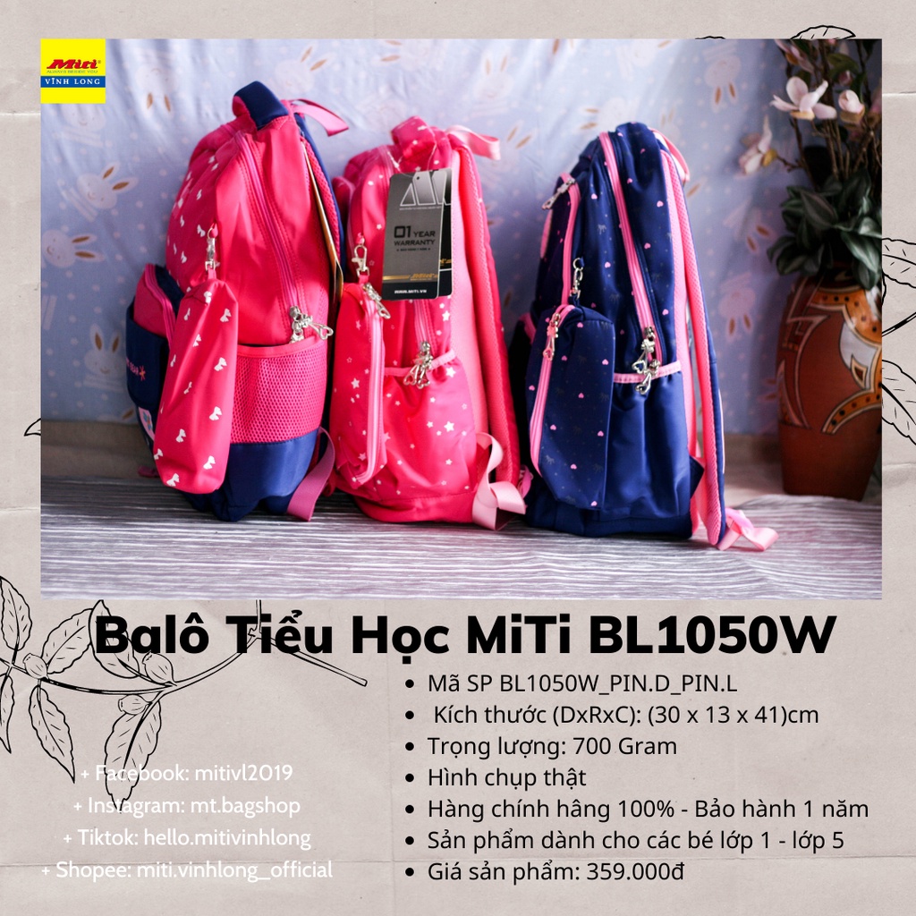 Balô Teen Balô Tiểu học MiTi BL1050W- Bé Gái