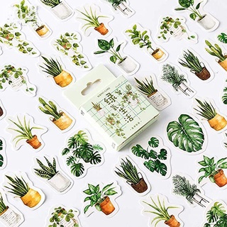 Sticker hộp 45 miếng dán - Chậu Cây Xinh Xắn - Hộp nhãn dán trang trí sổ tay bullet journal - M370