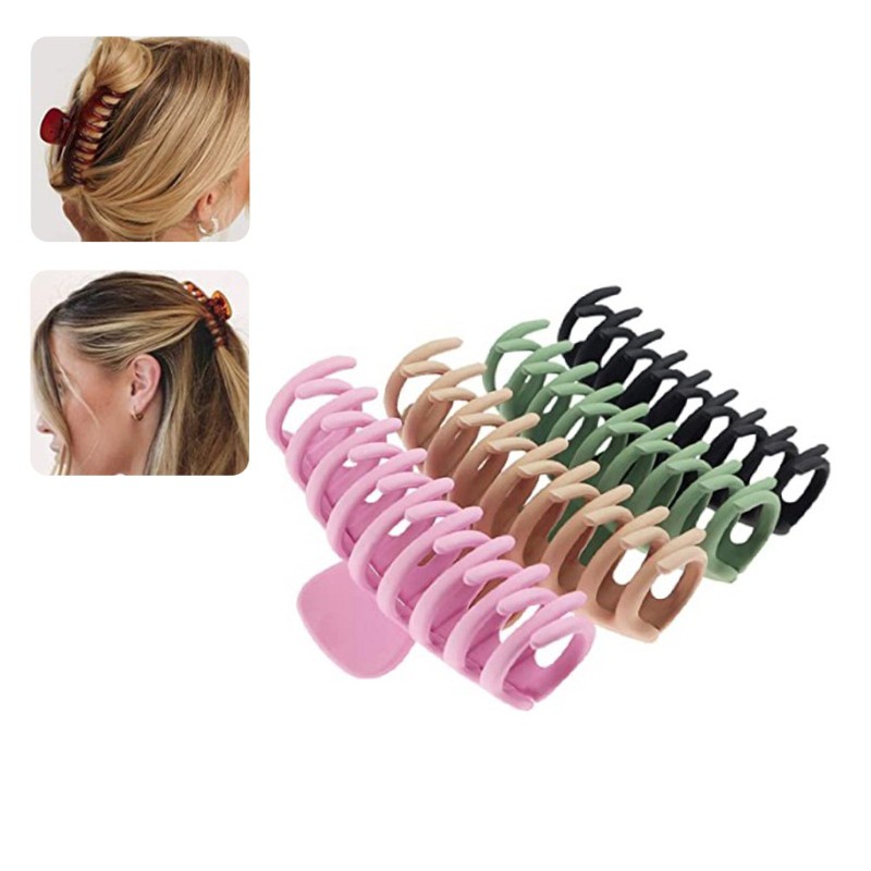 Cozy 2/4/6Pcs Big Hair Claw Clips Matte Acrylic Plastic Non Slip Strong Hold Banana Jaw Clamp Ponytail Holder Barrette Headdress for Women Girls