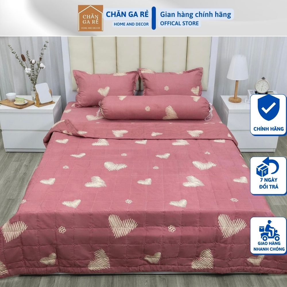 Bộ chăn ga gối cottong poly ga trải giường set 5 món hè IB mẫu m6 m8 2m2