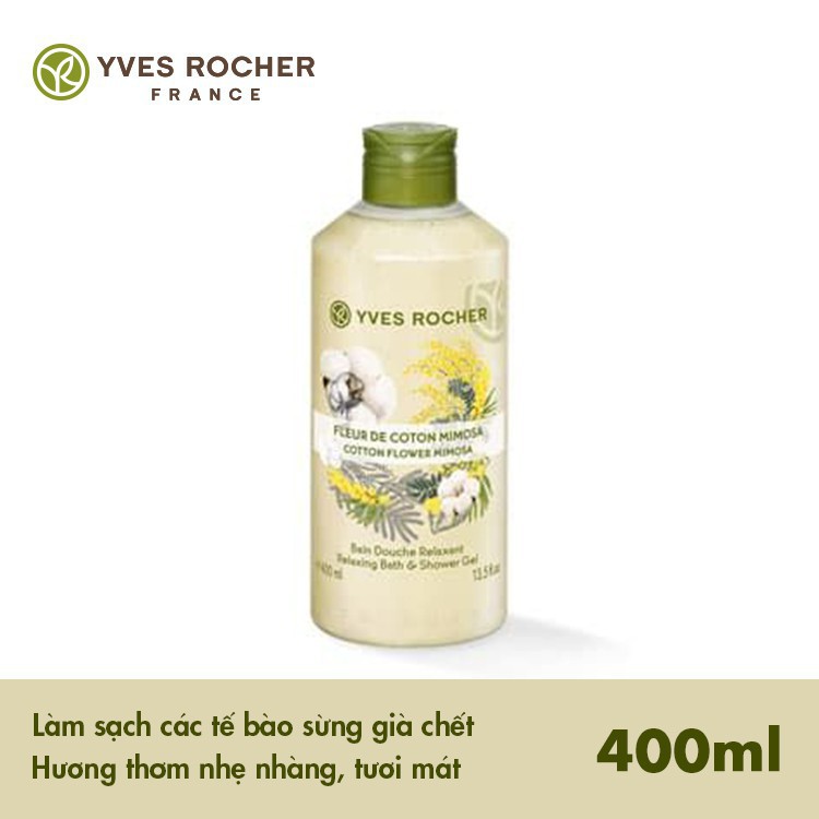 Gel Tắm Yves Rocher Cotton Flower Mimosa Relaxing Bath &amp; Shower Gel 400ml