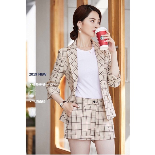 Set bộ vest short caro cao cấp kaki size M l Xl 2xl