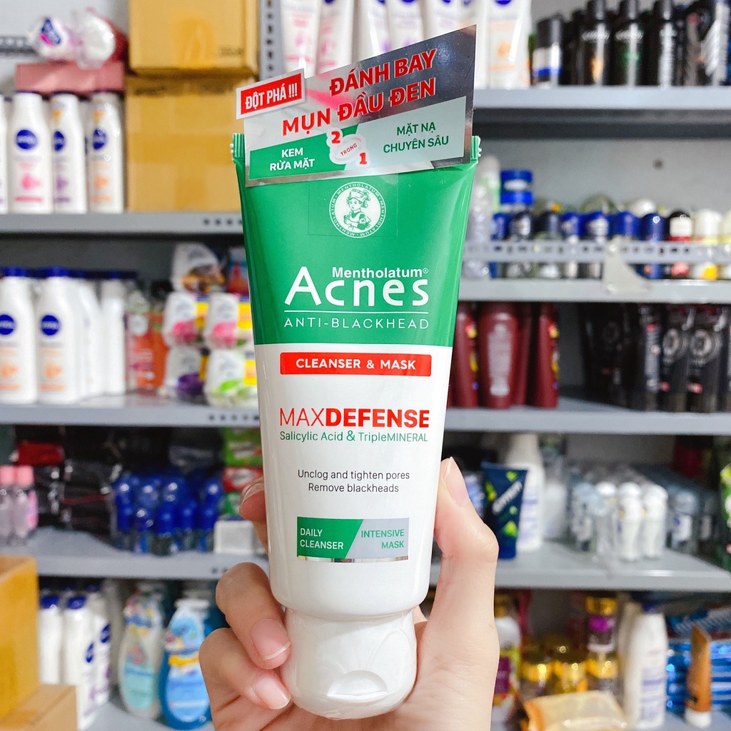 Kem rửa mặt và mặt nạ ngăn ngừa mụn đầu đen Acnes Anti Blackhead 100g
