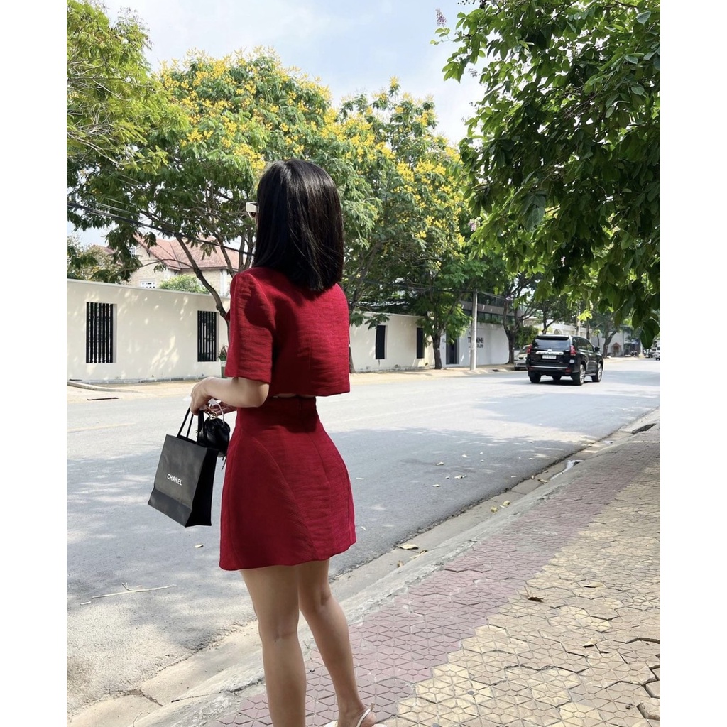 SET ÁO CROPTOP DẠ DÂY KÉO + QUẦN SHORT