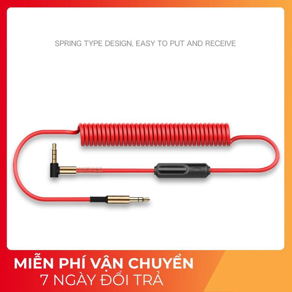 Dây cáp âm thanh lò xo AUX Audio 3.5mm Joyroom Spring trang bị Mic đàm thoại và điều chỉnh âm thanh dài 150cm