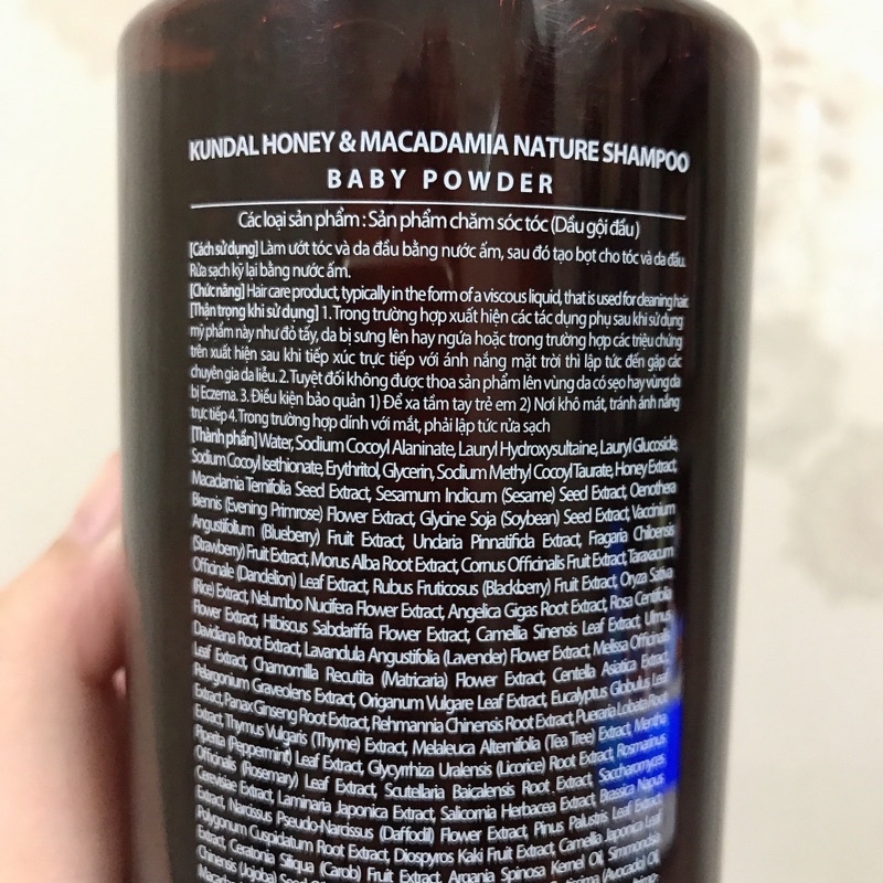 Dầu Gội Kundal Honey & Macadamia Shampoo Baby Powder - Phấn Em Bé 500ml - 718ml