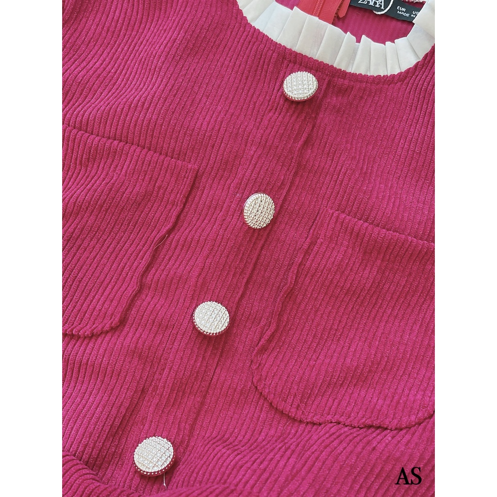 Váy nhung tăm đẹp 💟 FREE SHIP+TẶNG KÈM 1 SP SHOP TẶNG 💟 Váy nhung tăm cổ ly cúc ngọc hàng cao cấp siêu đẹp