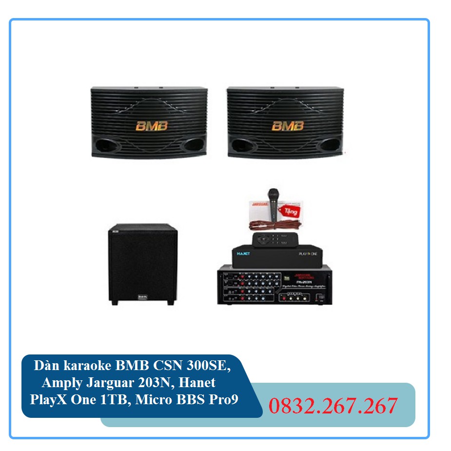 Dàn karaoke BMB CSN 300SE, Amply Jarguar 203N, Hanet PlayX One 1TB, Micro BBS Pro9