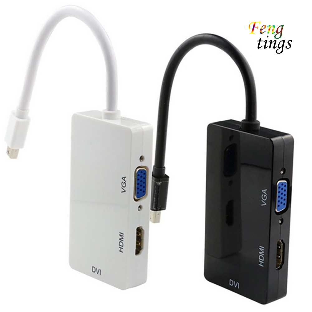 【FT】Portable 3 in 1 Thunderbolt Mini Display Port to HDMI-compatible VGA DVI Adapter Cable