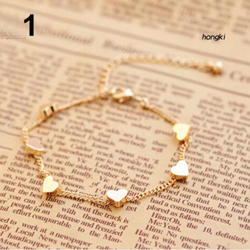 Vòng đeo tay kiêm lắc chân họa tiết ngôi sao và trái tim phong cách hợp thời trang cho nữ