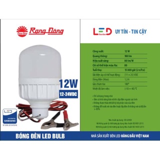 Bóng Đèn LED Kẹp Bình Ắc Quy 12V - 24V DC 7W / 9W / 12W Rạng Đông, ChipLED Samsung