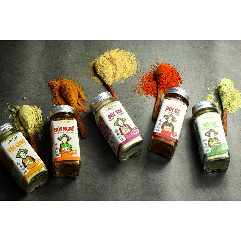 Date(8.2023) Bột Gia Vị Hữu Cơ Nguyên Chất Dalahouse – Bột Tỏi, Bột Nghệ, Bột Sả....