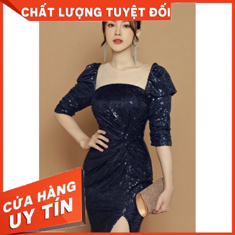 HÀNG CAO CẤP -  Đầm dạ hội kim sa tay lỡ cao cấp tặng hoa tai  - Hàng Cao Cấp