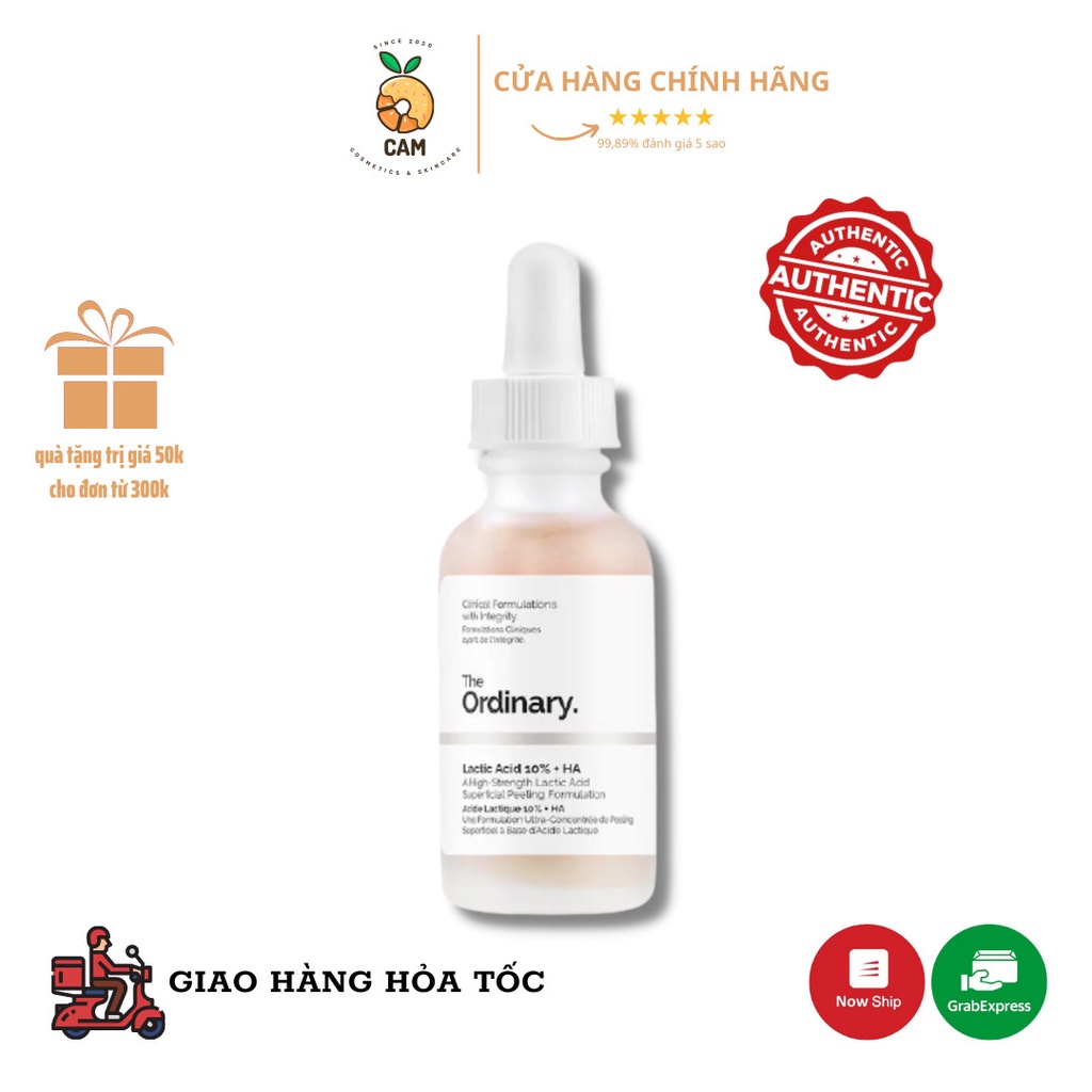 Tinh chất tẩy da chết hỗ trợ trắng da và mờ thâm The Ordinary Lactic Acid + HA 30ml