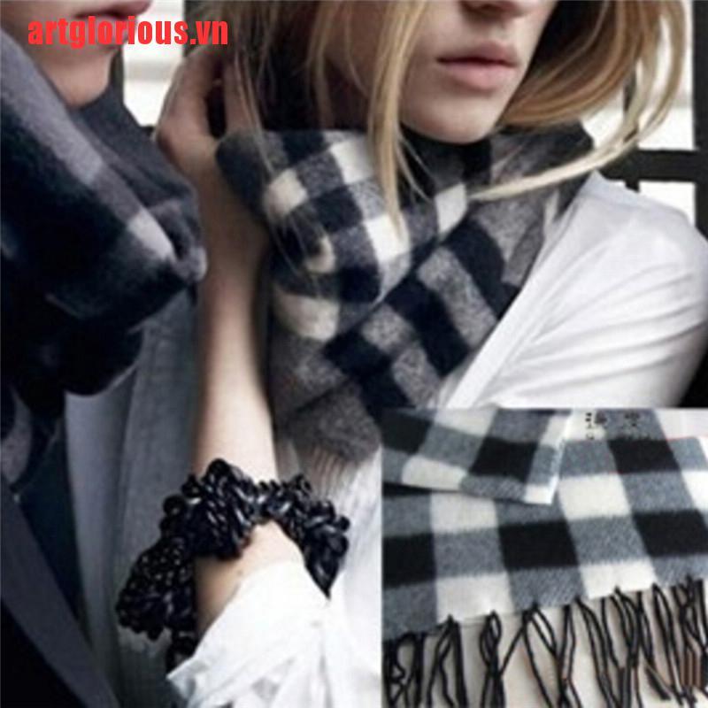【artglorious】Stylish Wool Blend Women&Men Geometric Plaid Wrap Winter Warm Flee