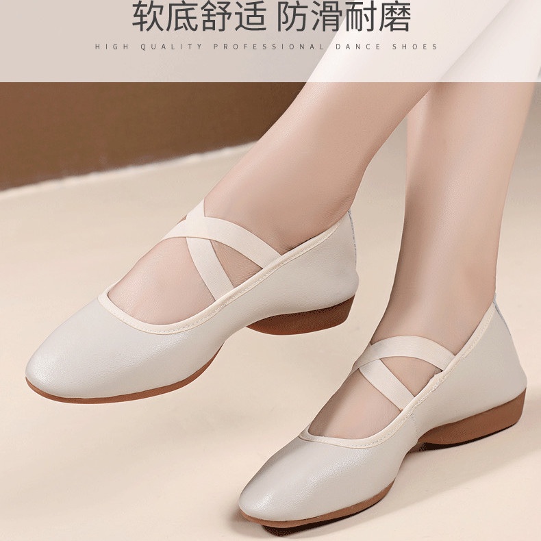 Giày Khiêu Vũ Da Thật Đế Mềm Thời Trang Cao Cấp Cho Nữ