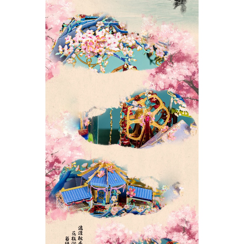 Mô hình lắp ghép kim loại 3d Đào hoa nguyên ký