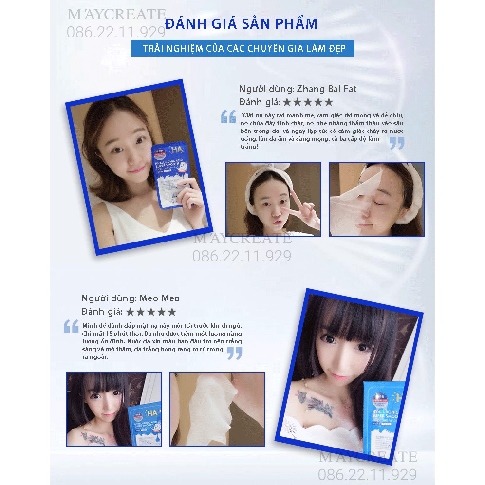 Mặt Nạ Dưỡng Ẩm Dưỡng Trắng Da HA Maycreate Mask Ha 1 miếng Hàng Nội Địa Trung