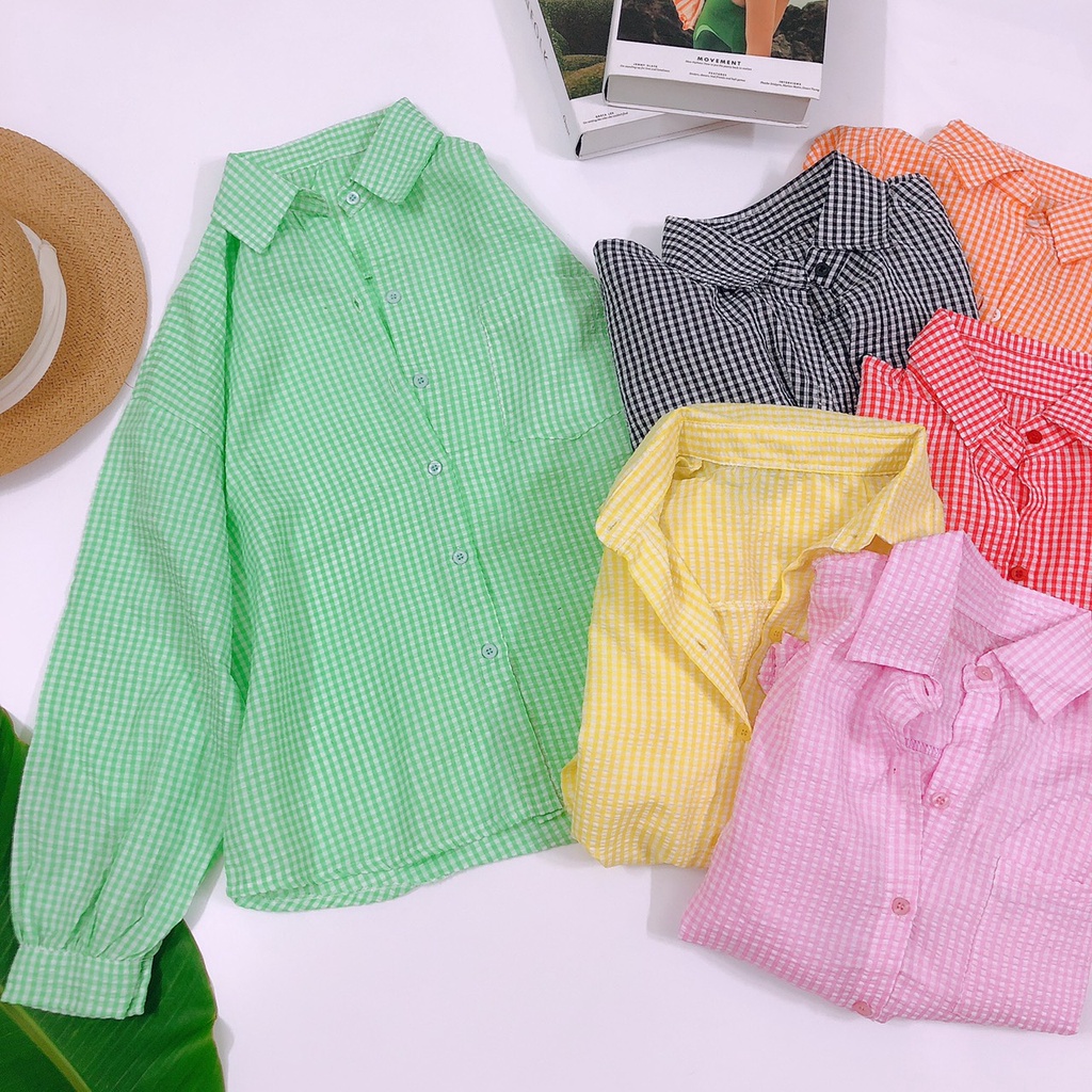 Áo Sơ Mi Nữ Dài Tay Sọc Caro Thời Trang Chất Mát Ko Nhăn Nhàu - Jancaroshop