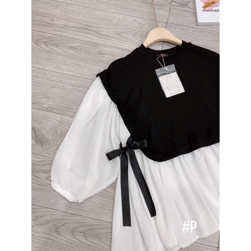 [Áo Kiểu] ÁO BBDOLL THUN ZIP MIX VOAN TRẮNG✨ ẢNH THẬT | BigBuy360 - bigbuy360.vn