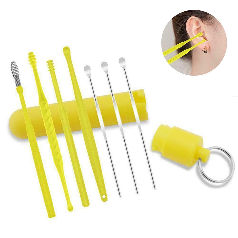 [Hàng mới về] Set 7 dụng cụ chăm sóc tai bằng thép không gỉ kèm hộp đựng