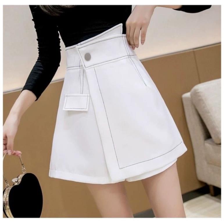 Quần đùi giả váy cạp cao chỉ viền nổi vát lệch vải Vitex cao cấp không bai xù | BigBuy360 - bigbuy360.vn