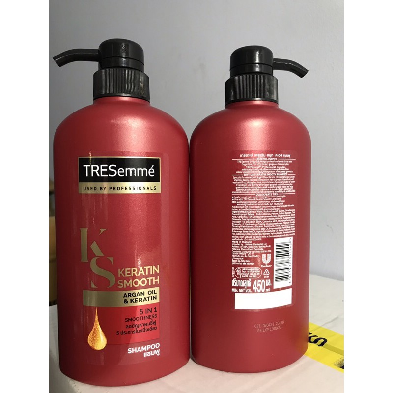 Dầu gội TreSemme 5 in 1 450ml(dành cho tóc hư tổn, nhuộm nhiều) màu đỏ