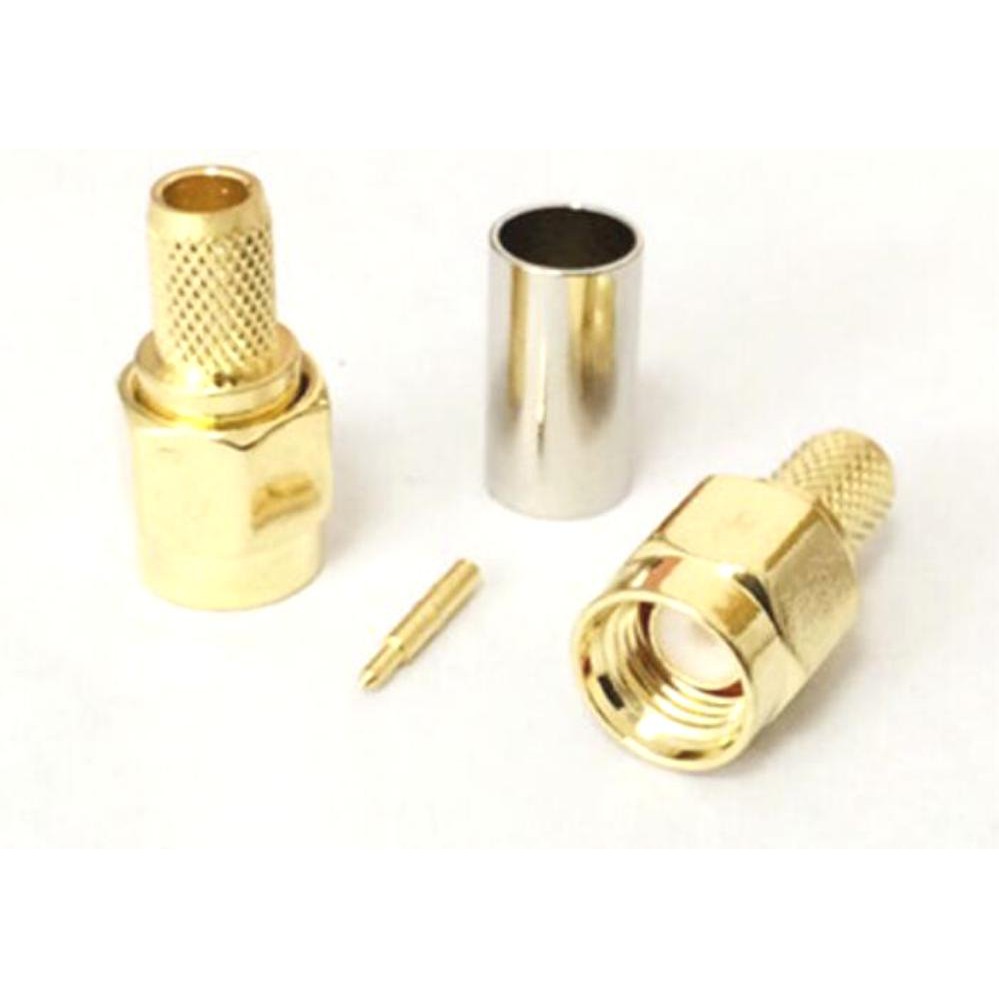 Đầu jack SMA RP-SMA thẳng vuông bóp cáp đồng trục RG58 RG142