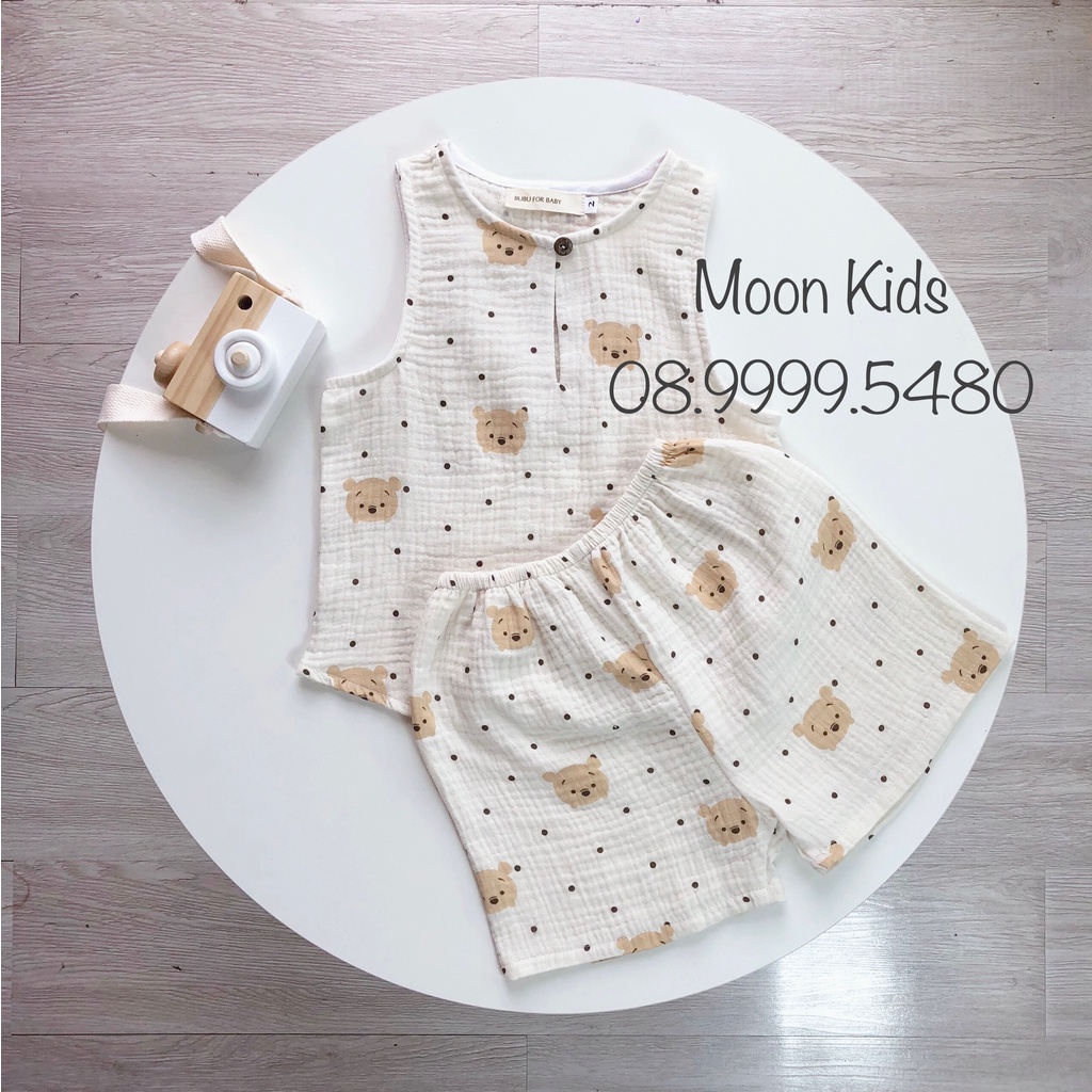 Set Ba Lỗ Hoạ Tiết Đáng Yêu Cho Bé Chất Muslin Thấm Hút