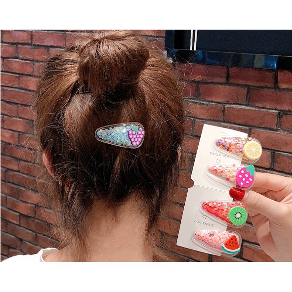 BẤM TÓC MÁI HÌNH TRÁI CÂY CÓ KIM TUYẾN PK110