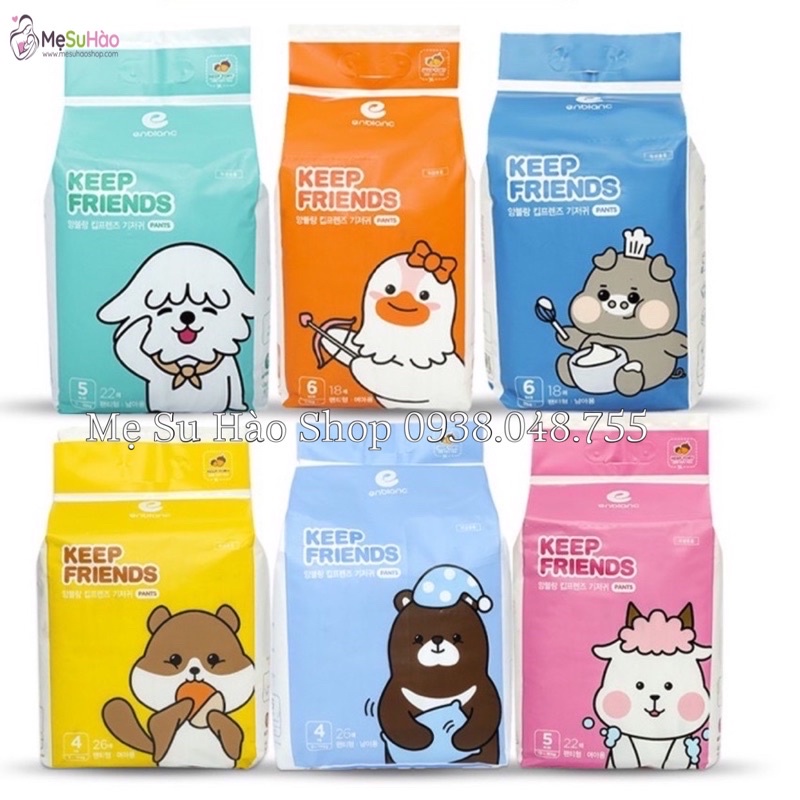 Tã Bỉm Dán/Quần Eblanc KEEP FRIENDS Nội địa Hàn Quốc, Size S40/M32/L28/XL24…Dành cho bé