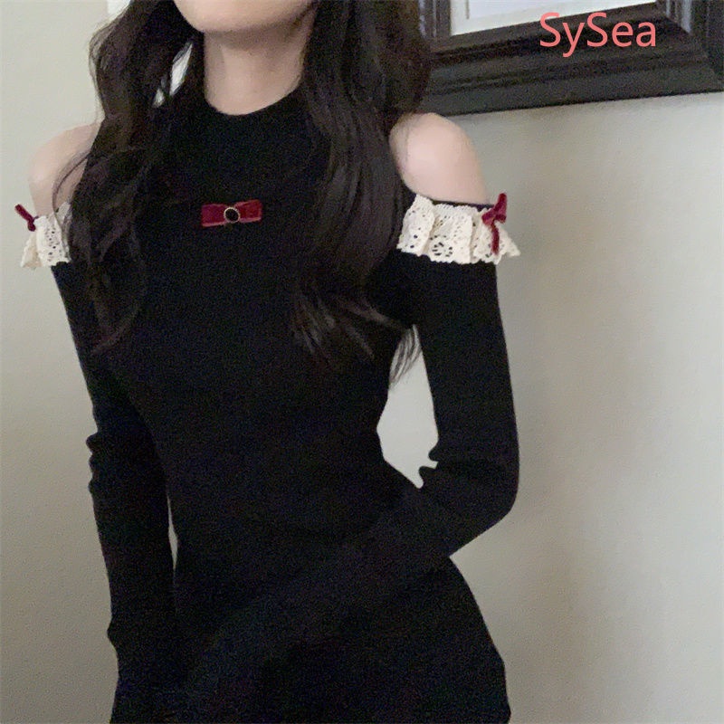Đầm dệt kim tay dài cổ lọ thời trang mùa xuân quyến rũ cho nữ