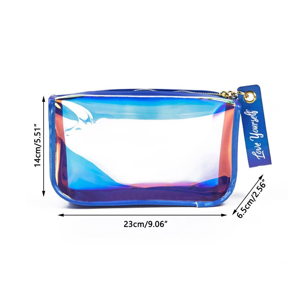Túi Đựng Mỹ Phẩm Màu Laser Cỡ Lớn Chống Thấm Nước Có Khóa Kéo Tiện Dụng
